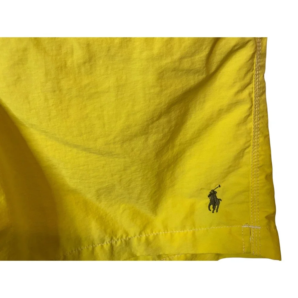 Polo Ralph Lauren Mens Yellow Cargo Swim Trunks Mesh Lined Size Medium 34 Waist